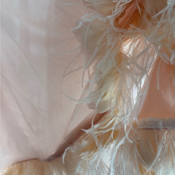 Mac Duggal style 11622 trapeze feather trim mini dress - Picture 3 of 3